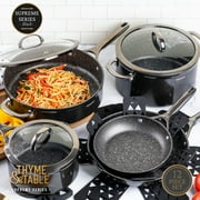 Thyme & Table 12-Piece Non-Stick Cookware Set, Pots and Pans Set - Black, Supreme