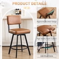 thumbnail image 5 of Zesthouse 26.6" Swivel Bar Stools Set of 2, Modern Counter Height Stools with Solid Back & Metal Base, PU Leather Upholstered Barstools for Kitchen Island, Brown, 5 of 10