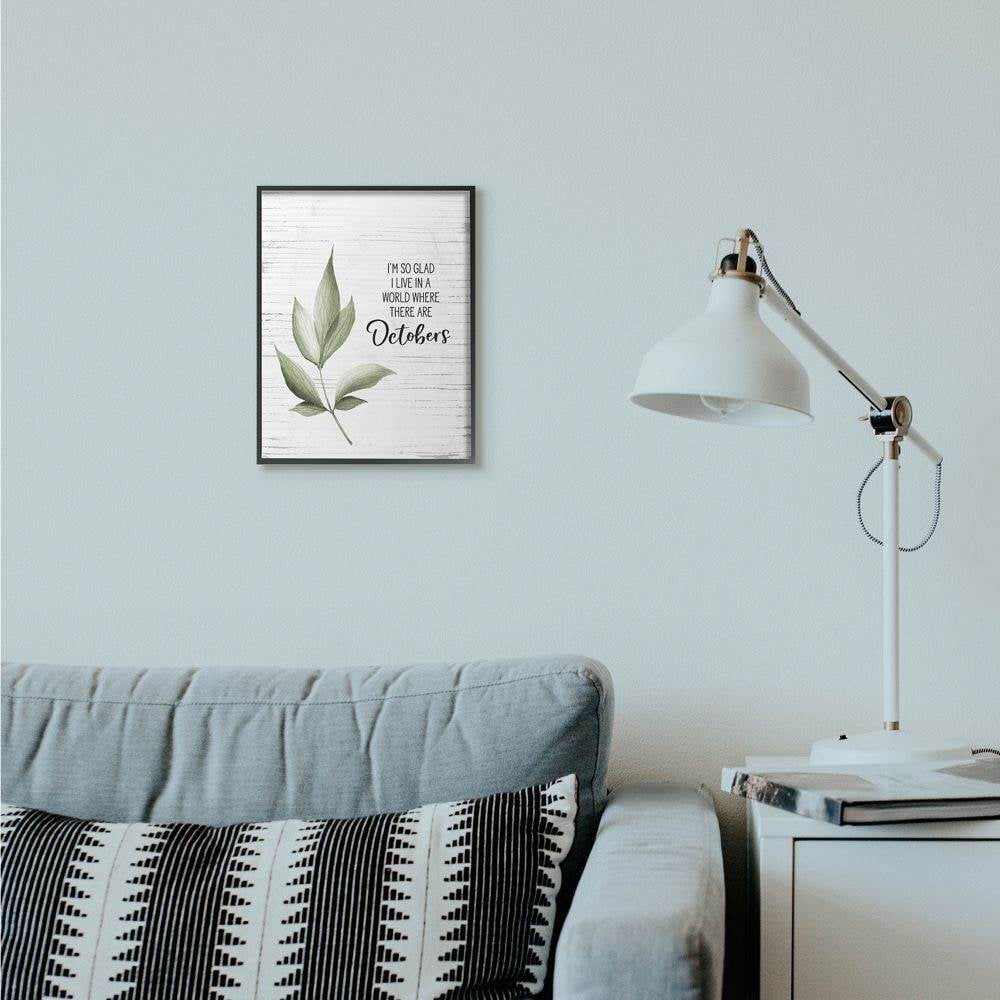 Stupell Industries World Of Octobers Fall Leaves Autumn Seasonal DesignFramed Wall Art By Artist Lettered and Lined