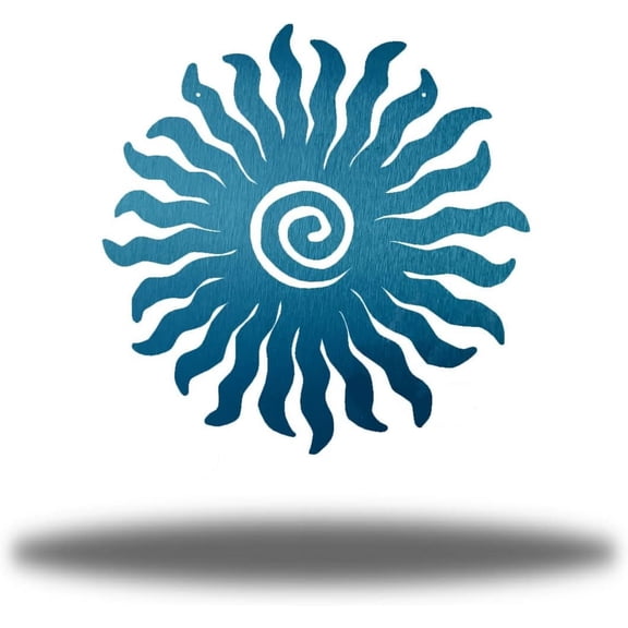 Riverside Designs Sunburst Metal Wall Art Steel Outdoor Decor - Heavy-Duty and Waterproof - Made in USA (12", Teal)