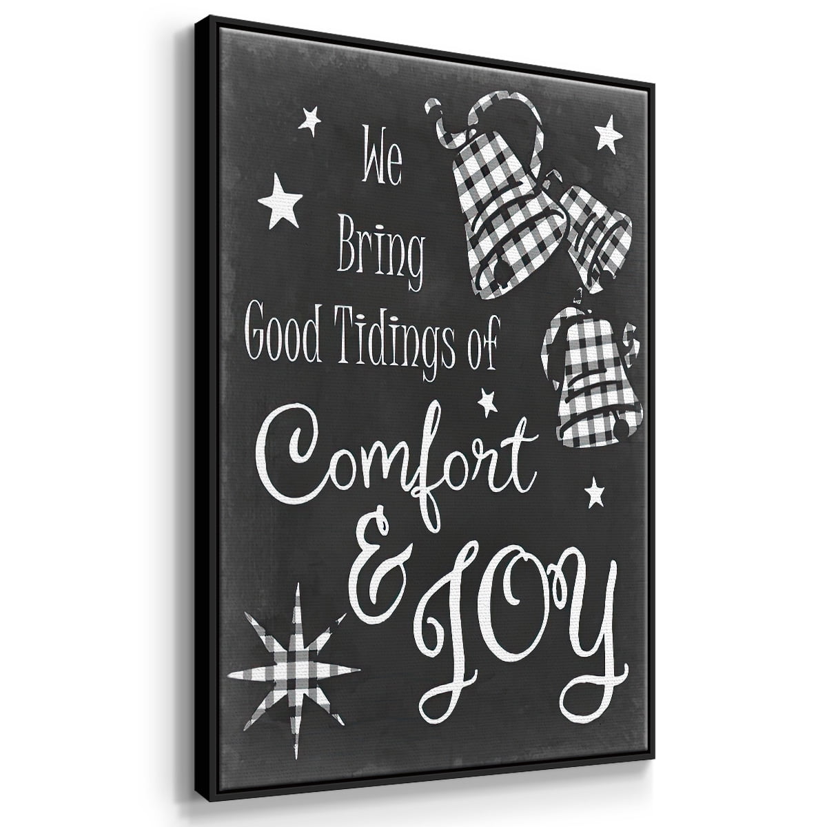 Comfort and Joy - Framed Gallery Wrapped Holiday Canvas - 17 x 25 - Black Frame