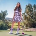 thumbnail image 3 of Uorisanigo Purple Golf Couple Matching Outfit His and Hers Clothing Golf Shirts for Men Short Sleeve Dry Fit Print Collared Shirts and Womens Golf Clothes Build in Shorts with Pockets, 3 of 8