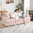 thumbnail image 3 of Dinosisco Corduroy Loveseat Sofa, Upholstered 3-Seater Sleeper Couch for Living Room, Pink, 3 of 8