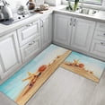 thumbnail image 3 of Beach Sea Shell Tropical Kitchen Rugs and Mats Non Skid Washable Set of 2, Ocean Summer Wood Blue Kitchen Runner Rug, Farmhouse Kitchen Floor Mat Under Sink Mat Throw Rug for Doormat, 3 of 6