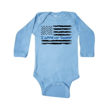 

Inktastic I Love my Daddy- Police Officer Distressed Flag Gift Baby Boy or Baby Girl Long Sleeve Bodysuit