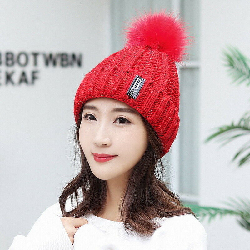 2Pcs Women Winter Warm Multicolor Knitted Venonat Beanie Hat+Scarf Keep Warm Set Pandaie-Womens Hats