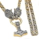 thumbnail image 1 of Collar con colgante de martillo de Thor con amuleto vikingo nórdico con cabeza de lobo de acero inoxidable para hombre, cadena de rey vikingo, colgante de cadena de 50 cm, código de producto 36534 Col, 1 of 2