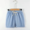 thumbnail image 6 of Mlzmgr 4 PC Cotton Linen Shorts for Kids Drawstring Elastic Waisted Loose Fitted Casual Sports Shorts, 6 of 8