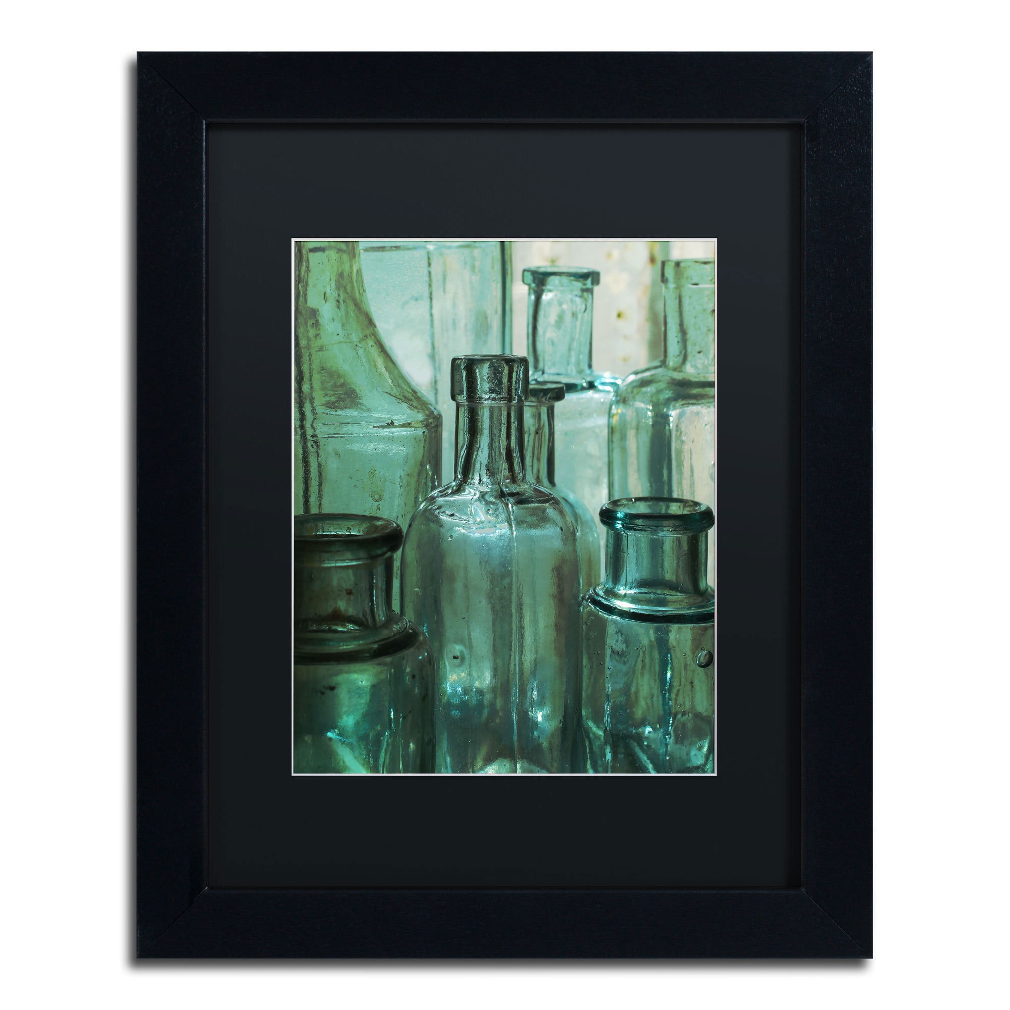 Trademark Fine Art "Antique Bottles" Canvas Art by Patty Tuggle, Black Matte, Black Frame