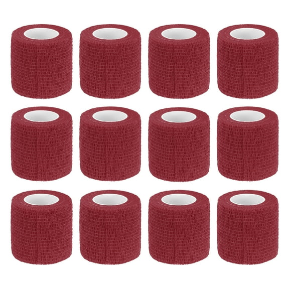 12 Rolls Adhesive Elastic Tape Elastic Bandage,2" x 5 Yards Wrap Stretch Wrist Knee Tape,Date Red
