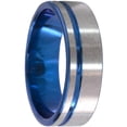 thumbnail image 3 of 8mm Flat Titanium Ring with One Off-Centered Groove Anodized in Blue, 3 of 4