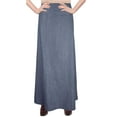 thumbnail image 3 of Women's Long Ankle Length Denim A-Line Panel Skirt, 3 of 10