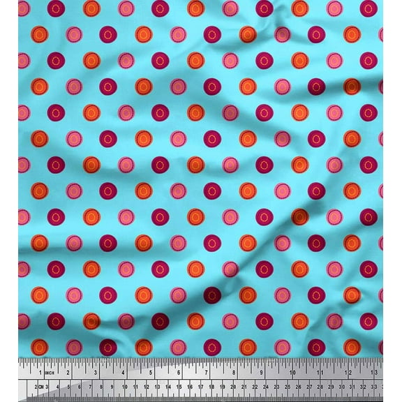 Soimoi Blue Cotton Voile Fabric Colorful Dots Fabric Prints By Yard 42 Inch Wide