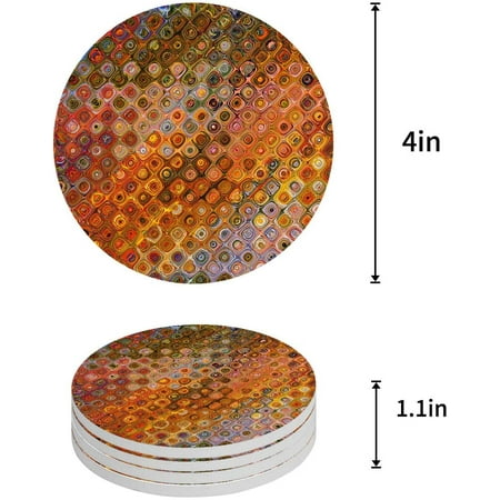 

KXMDXA Abstract Wave Dot Pattern Set of 4 Round Coaster for Drinks Absorbent Ceramic Stone Coasters Cup Mat with Cork Base for Home Kitchen Room Coffee Table Bar Decor