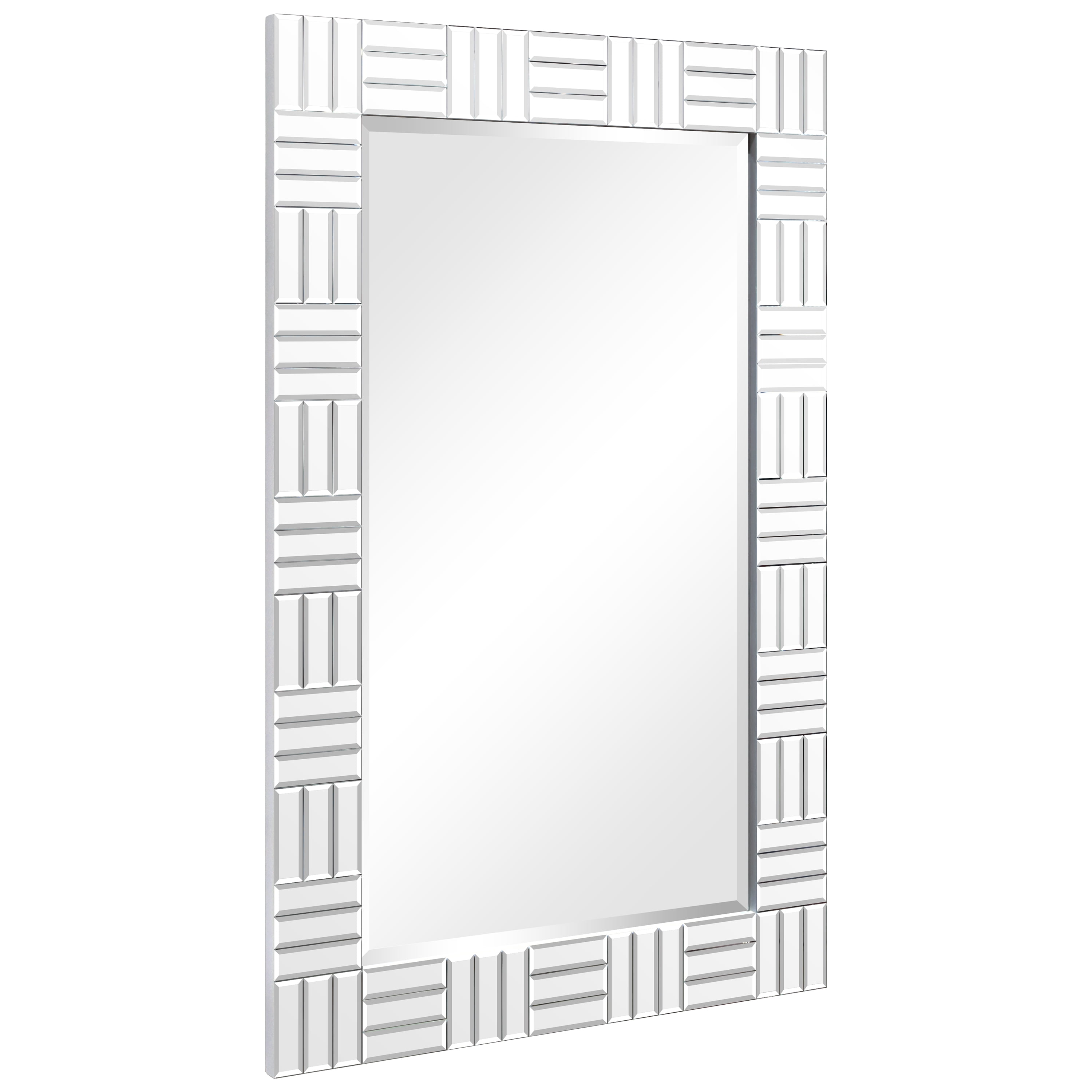 Subway Tile Chromatic Rectangular Beveled Framed Wall Mirror