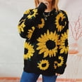 thumbnail image 2 of TFEOQRY Pullover Sweater for Women Sunflower Printed Jacquard Knitwear Long Sleeved Round Neck Sweater Top Black, 2 of 9