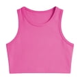 thumbnail image 3 of FASHOFT Girls Shirts Sporty Solid Color Cropped Sleeveless Top Elastic Comfy Summer Outdoor Leisure Daily Casual Youth Wear Girls Summer Tops Hot Pink 6-8 Years, 3 of 5