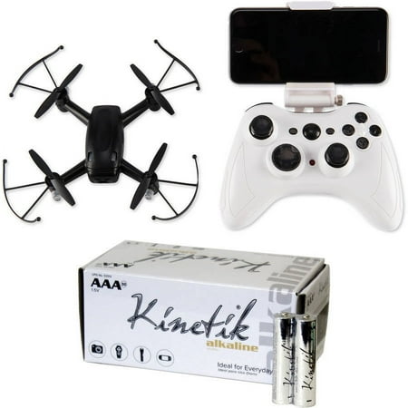 Cobra RC Toys 909316 FPV Wifi Drone with HD Camera and Kinetik AAA Battery Kit, 50 Pack