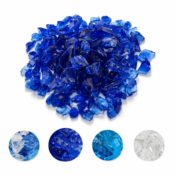 Cobalt Blue Recycled Fire Glass for Fire Pits, Fireplaces, and Landscape Fillers