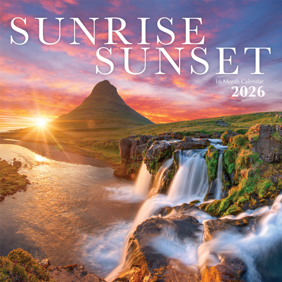 2026 Sunrise Sunset Hangable Monthly Wall Calendar Large Months Desert Beach Mountain Ocean Parks Paradise Vacation Photo Gift Organizing & Planning (2026 Sunrise)