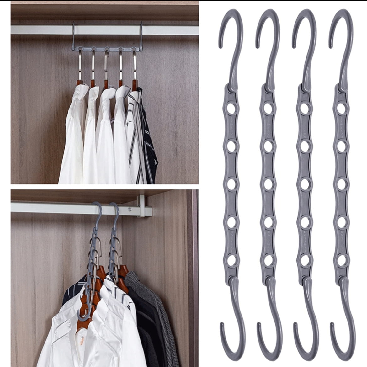 Magic Hangers 10 Space Saving Hook Vertical Horizontal Multifunctional Clothes Hanger Wardrobe Organizer t 360 Swivel Save 3 Times More Pl Walmart