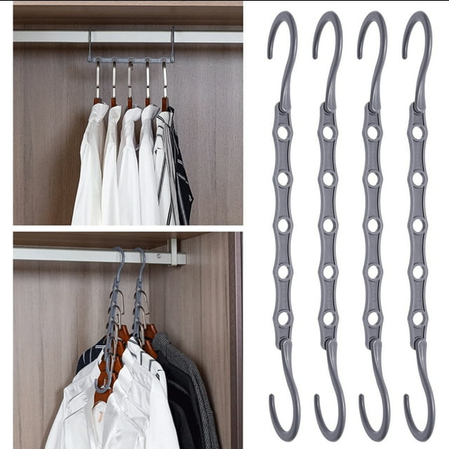 Perchas mágicas, 10 ganchos ahorradores de espacio, ropa multifuncional vertical horizontal Percha, organizador de armario con giro de 360° Ahorre 3 veces más Pl