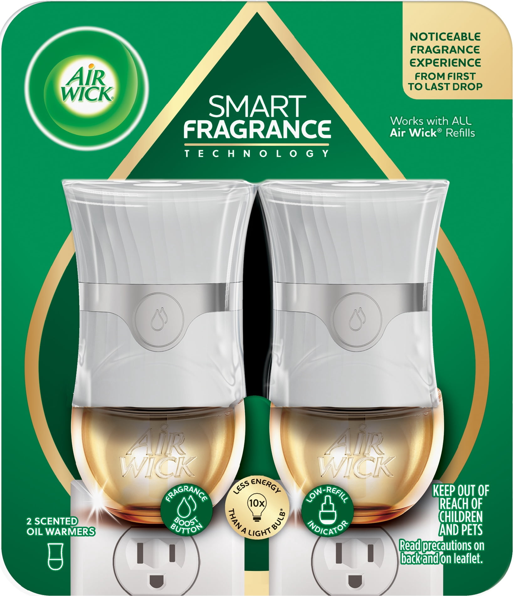 (2 pack) Air Wick Plug-in Scented Oil Warmer, Advanced Aroma Diffuser, 2 Pack, White