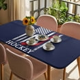 thumbnail image 3 of Navy Blue American Flag Table Cloths for 5 Foot Rectangle Tables, Abstract Red Hockey Stripes Us Flag Patio Waterproof Elastic Fitted Tablecloths, Washable Rectangular Table Cover for Camping, 3 of 8