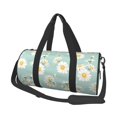 thumbnail image 2 of Xecao Floral Daisy print Round Travel Duffel Bag is a foldable gym bag with an inner pocket, perfect for travel sports, 2 of 8