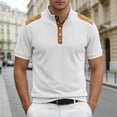 thumbnail image 2 of IWRICH Men's Waffle Knitted Polo Shirts Lightweight Work Business Formal T-Shirt Button up Casual Tops White XL, 2 of 4