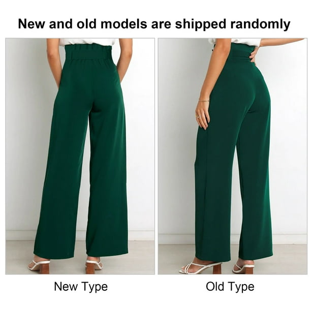 Pantalon Femme Taille Haute avec Boucle et Fermeture Eclair Pantalon Uni avec Ceinture Pantalon Costume Femme
