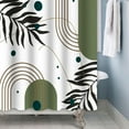 thumbnail image 3 of Mid Century Boho Shower Curtain Botanical Abstract Green Leaf Shower Curtain for Bathroom Hostel Hotel Cubicle Bathtub Decor Durable Waterproof Curtain for Bathroom with Hooks 72x72 Inches, 3 of 6