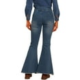 thumbnail image 3 of INSPIRE CHIC Women's Bell Bottom High Rise Classic Flared Jeans S Blue, 3 of 5