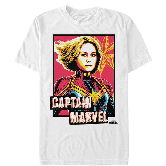 Men's Marvel Captain Marvel Artistic Portrait  Graphic Tee White Small