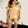thumbnail image 6 of Kilaqueen Spooky Plus Size Pajamas for Women Set Casual Soft Comfy Fall Pajamas Halloween Pajamas Button Down Shirts with Bottoms 2 Piece Pjs Sets, 6 of 6