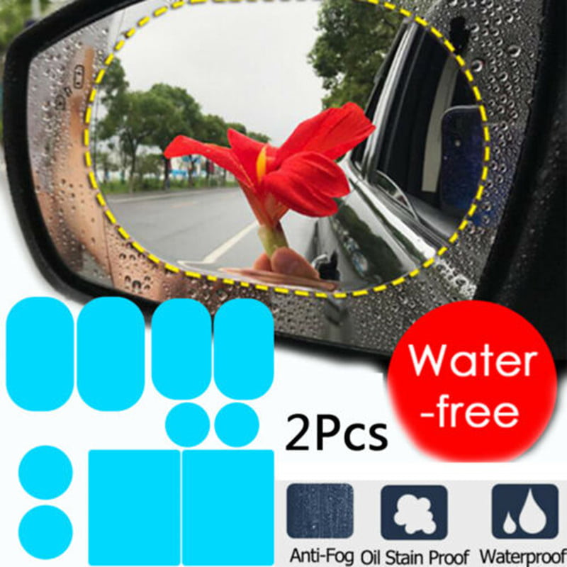 2pairs Anti Fog Rearview Mirror Window Clear Film Membrane Rainproof Sticker 