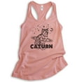 thumbnail image 1 of Caturn Tank Top, Ladies Racerback Tank Top, Cat Tank, Kitten Tank, Cat Lover Tank, Desert Pink, Medium, 1 of 3