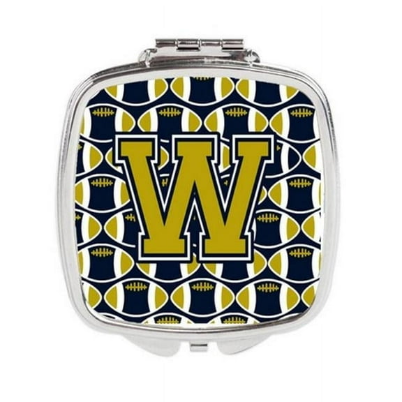 Carolines Treasures Letter W Football Blue & Gold Compact Mirror - 3 x 0.3 x 2.75 in.