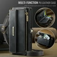 thumbnail image 5 of for iPhone 16 Pro Wallet Case with RFID Blocking Card Slots Zipper Pocket, PU Leather Kickstand Full Body Rugged Protection Shoulder & Wrist Strap Heavy Duty Shockproof Cover, Black, 5 of 13
