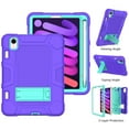 thumbnail image 3 of iPad mini 6 Case with HD Screen Protector, iPad mini 6th Generation Case 8.3 inch 2021, Dteck Heavy Kids Safe Shockproof Case with Built-in Kickstand for iPad mini 6th Generation,Purple/Mint, 3 of 7
