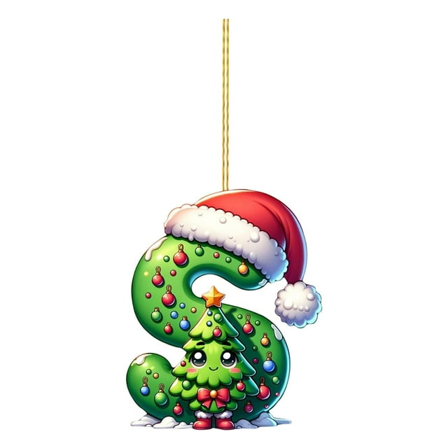 Adornos navideños, adornos navideños, regalos navideños, árbol de Navidad acrílico 2D, colgante de 26 letras, regalo decorativo, colgantes para fiestas navideñas familiares.