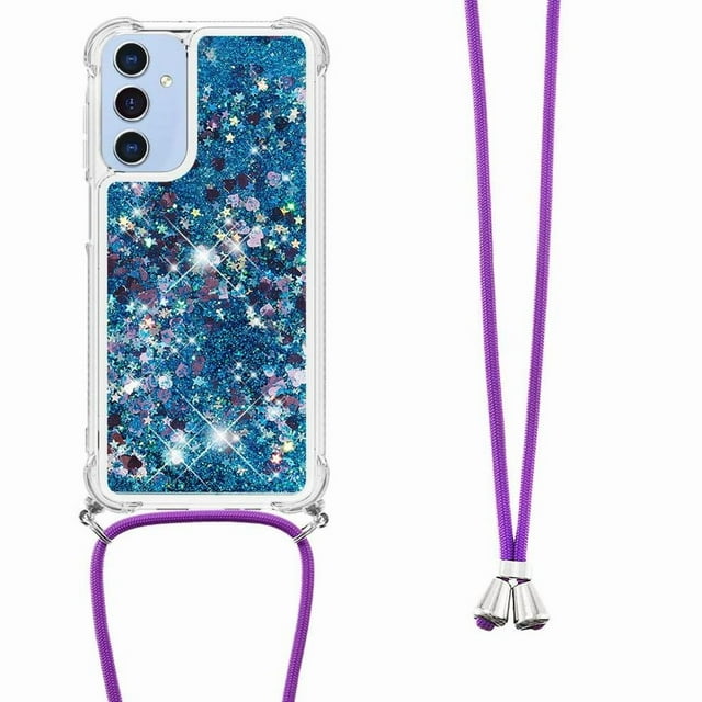 Funda FOXDOCK para Samsung Galaxy A15 con Cuerda Ajustable, Brillo Líquido, Protección Antigolpes y Lente – Ideal para Regalo