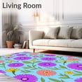 thumbnail image 2 of ODIKA 4'x6' Machine Washable Non-Slip Area Rug, Blossoming Meadow Embroidery Artwork High Traffic Rug with Pad, Blue, 646478, 2 of 8