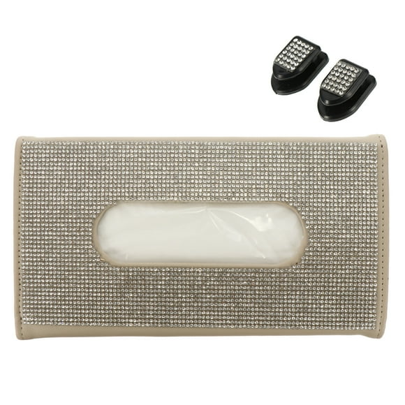 1 soporte para pañuelos de coche con lentejuelas decorativas para visera solar.