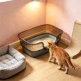 thumbnail image 2 of HWRETIE Semi Enclosed High Sided Cat Litter Box Splash Proof Open Top Design Spacious Cat Toilet for Cats Under 10 Pounds Easy Clean Indoor Litter Tray, 2 of 5