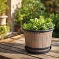 thumbnail image 2 of Leodye 1PCS Wood Grain Imitation Plastic Flower Pot, Lightweight Planter Container for Home Gardening and Potted Plant Decoration -8.85x15.8x6.10 in, 2 of 7