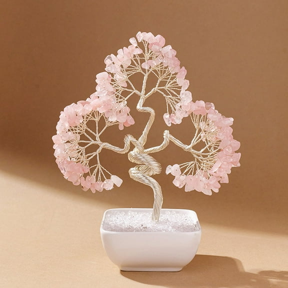 Pink Jade Chakra Tree of Life Crystal Tree for Positive Energy, Handmade Gemstone Tree, Money Tree Bonsai - Healing Crystals, Wealth & Good Luck Stones Spiritual Gift