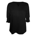 thumbnail image 4 of TYGHBN Womens Crew V Neck 3/4 Sleeve Tops Loose Fit Shirts Casual Solid Basic Tees Shirt Blouses Womens Long Sleeve Tees Long Sleeve The Shirt Shirt Athletic Women Womens Summer Shirts Loose Fit, 4 of 4