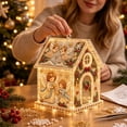thumbnail image 5 of Christmas House Pearl Art Kit with LED Lights, Diy Bead Craft for Adults and Festive Tabletop Ornament Decor, 5 of 7