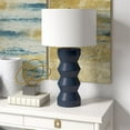 thumbnail image 4 of Maklaine Contemporary Ribbed Ceramic Table Lamp in Matte Navy Blue, 4 of 8